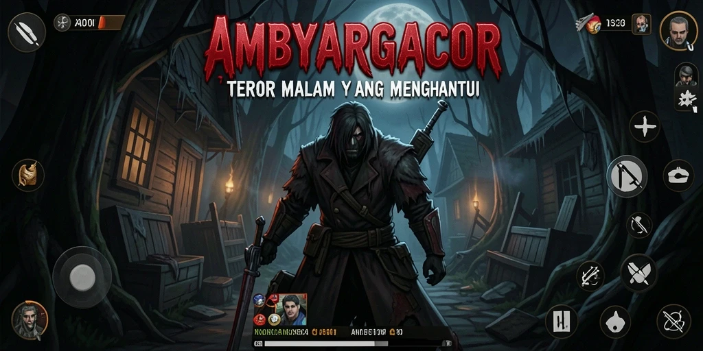 Screenshot gameplay AMBYARGACOR yang menampilkan atmosfer Horror yang mencekam.