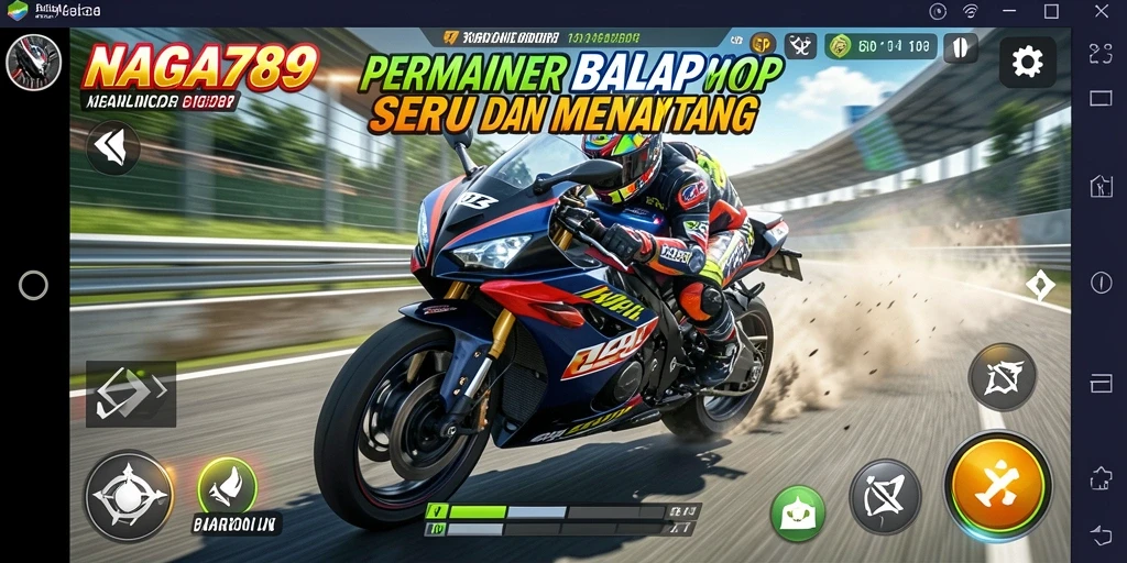 Tampilan gameplay NAGA789 dengan aksi balap motor yang mendebarkan.
