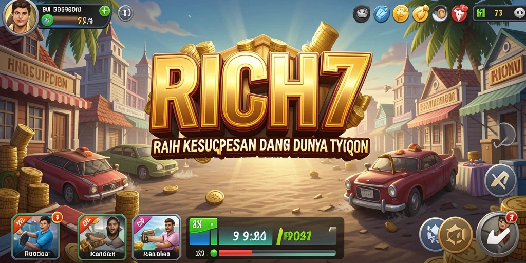 Tampilan gameplay RICH7 yang menarik dalam membangun kerajaan bisnis.